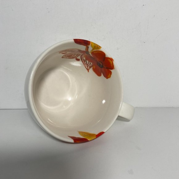 STARBUCKS Red Poppy Flowers Floral 2008 Coffee Tea Cup Mug Orange 12 oz - Picture 5 of 8